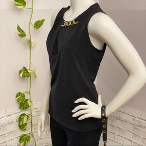 NWOT Short Sleeve Dressy Black Top with Chain